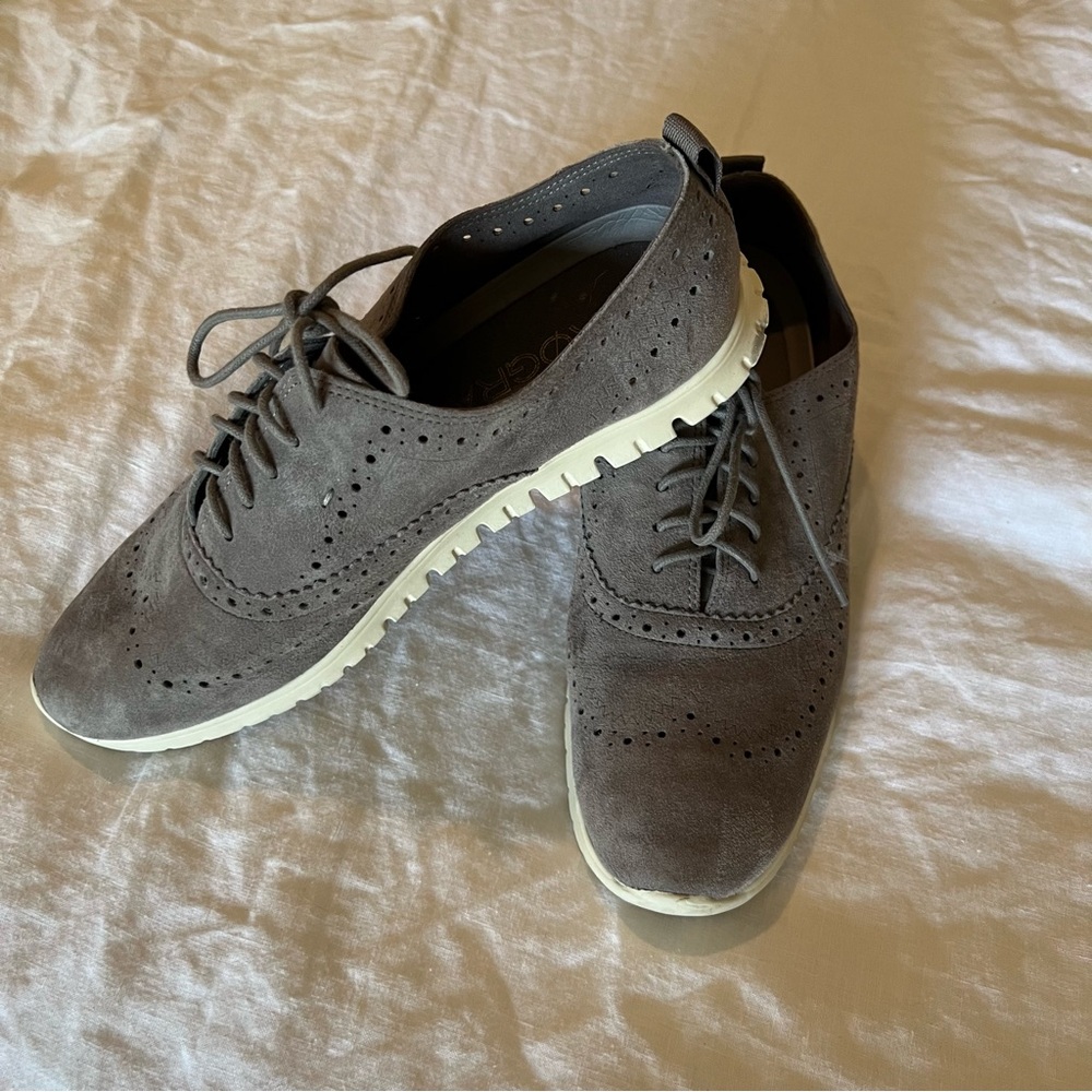 Cole Haan Zero Grand Wingtip Oxford Gray Suede- size 9. GUC